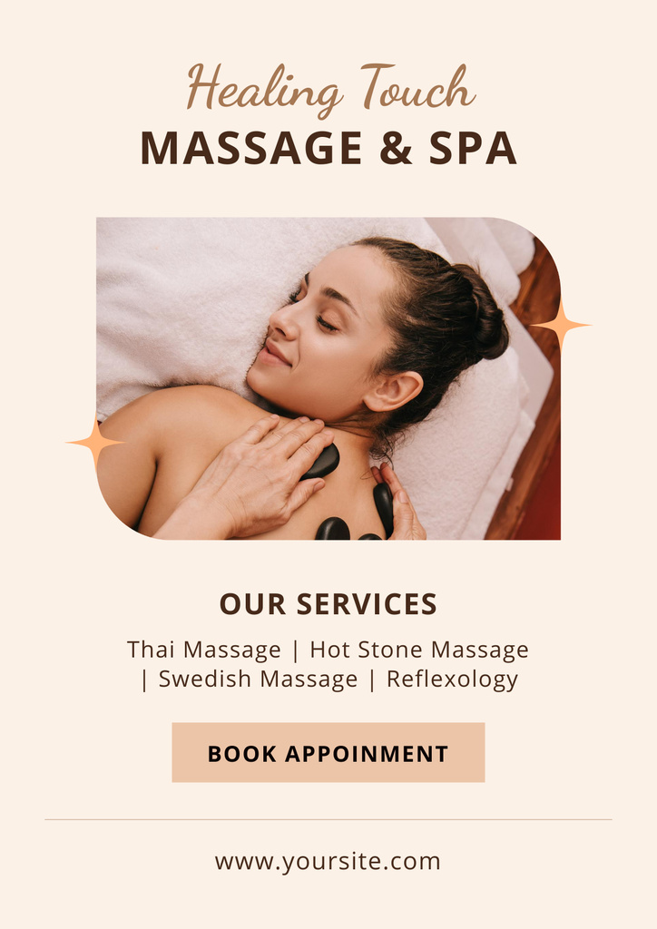 Modèle de visuel Spa Hot Stone Massage Promotion - Poster