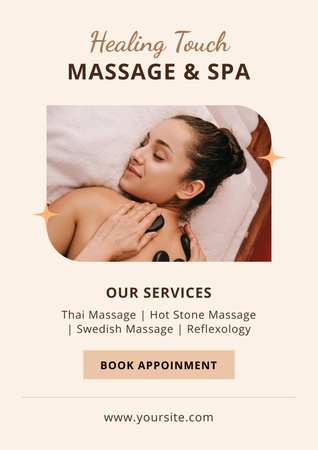 Spa Hot Stone Massage Promotion Poster Design Template