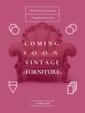 Antique Furniture Ad Luxury Armchair Poster US Design Template