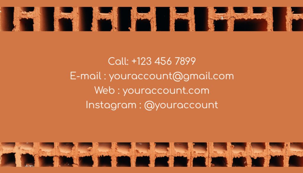 Masonry Building and Restoration Service on Terracotta Business Card USデザインテンプレート