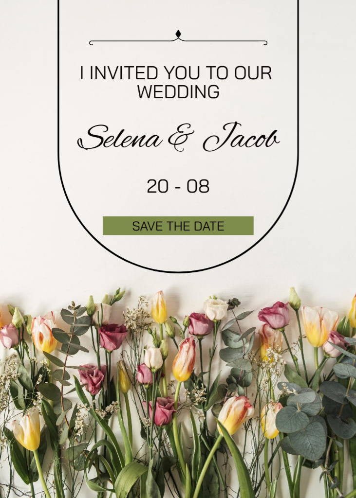 Wedding Celebration Announcement in Floral Style Invitation Šablona návrhu
