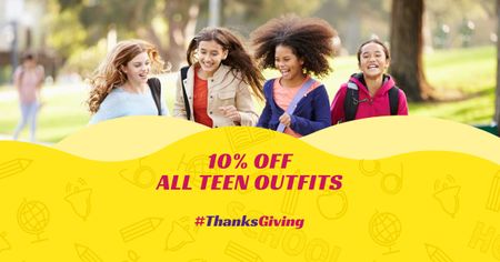 Platilla de diseño Thanksgiving Day Offer with Teenagers Facebook AD