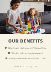 Babysitting Services Offer with Girl playing Toys