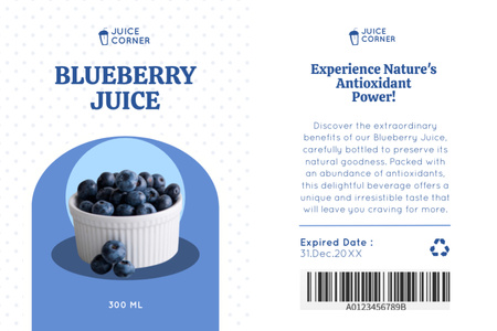 Platilla de diseño Healthy Blueberry Juice In Package Offer Label