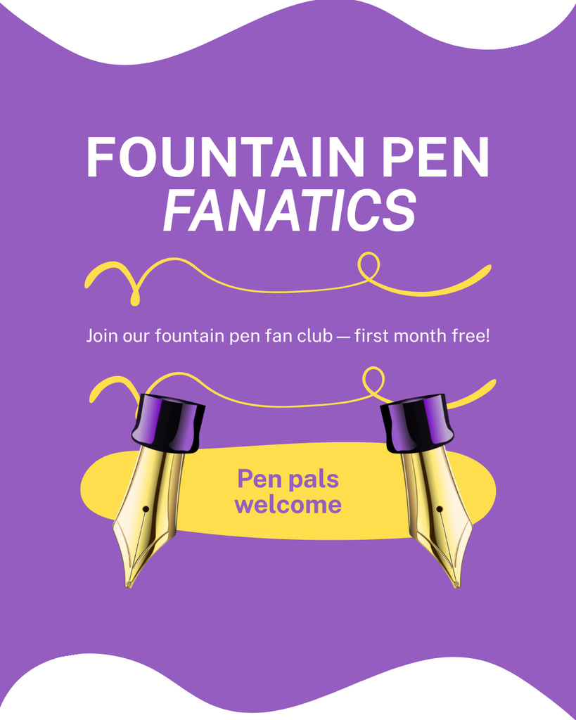 Invitation To Join Fountain Pen Enthusiasts Club Instagram Post Vertical Tasarım Şablonu