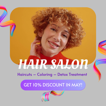 Hair Salon Services With Discount Animated Post Design Template
