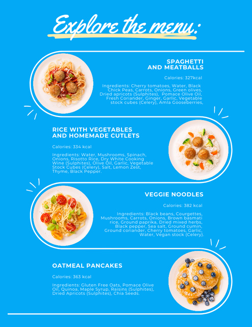 Modèle de visuel School Food With Pancakes For Kids - Menu 8.5x11in