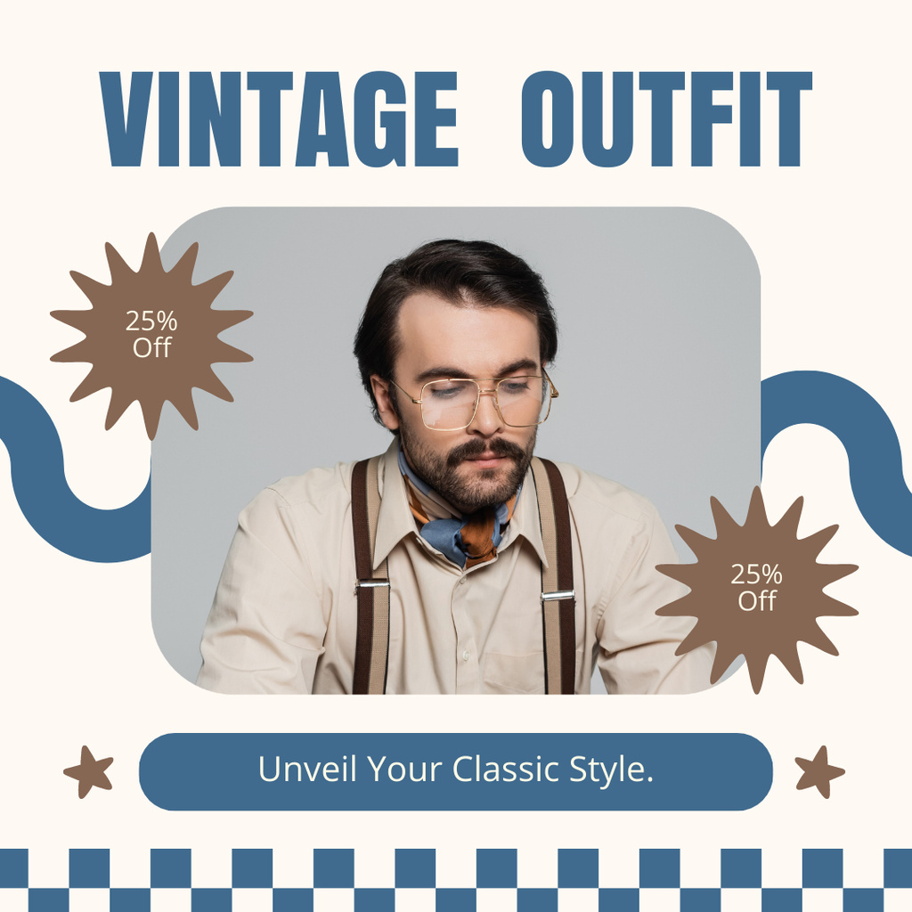 Classic Men's Outfit With Discount Offer Instagram AD – шаблон для дизайну