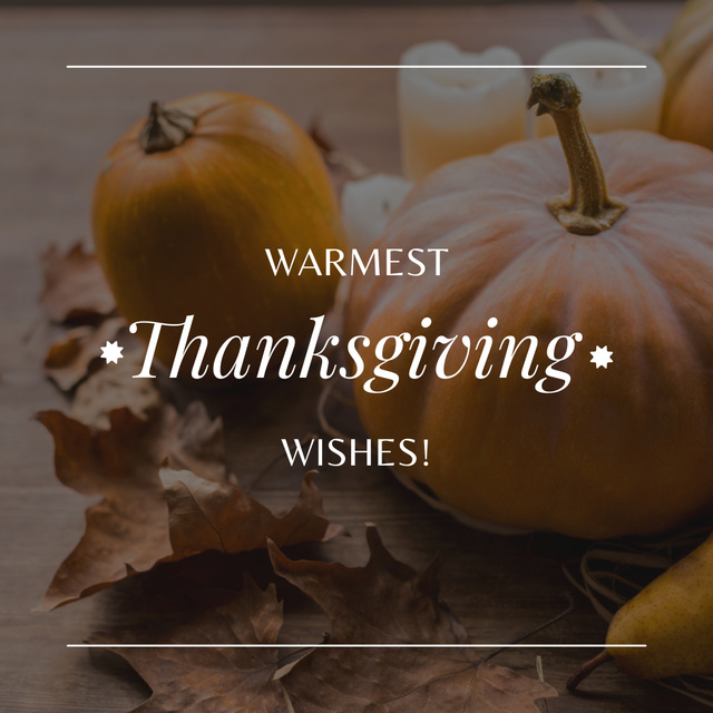 Awesome Thanksgiving Day Wishes With Served Meal And Pumpkins Animated Post Design Template