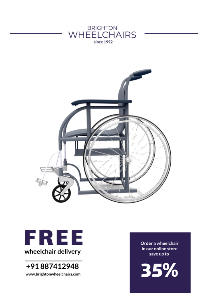 Wheelchairs Store Ad with Offer of Discount Flyer A5 Design Template