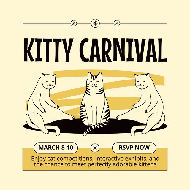 Kitty Carnival Announcement on Yellow Instagram Modelo de Design