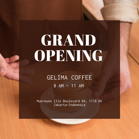 Grand Cafe Ad With Coffee Beverage Cup Instagram Design Template