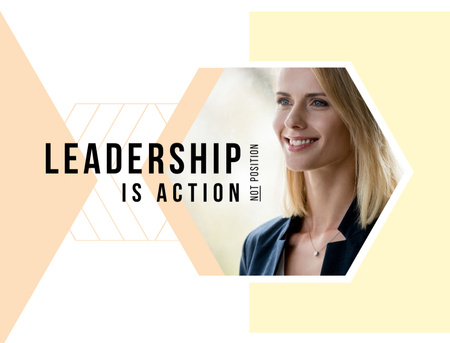 Template di design Bel concetto di leadership con donna sicura e citazione Postcard 4.2x5.5in