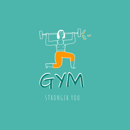 Gym Services Offer with Woman on Workout Logo 1080x1080pxデザインテンプレート