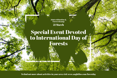 International Forests Day Observation Events on Background of Trees Poster 24x36in Horizontal Design Template