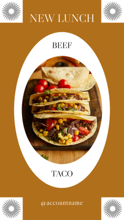 Mexican Menu Offer with Delicious Tacos in Beef Instagram Story Design Template