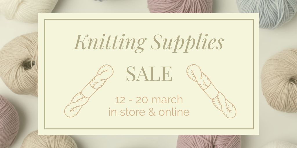 Yarn Store Ad with Knitting Yarn Balls Twitter Modelo de Design