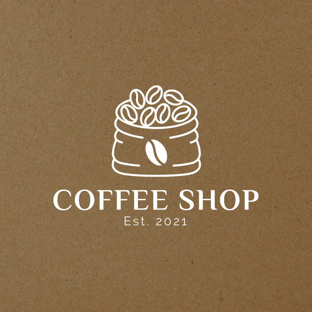 Reputable Coffee Shop With Coffee Beans In Sack Logo 1080x1080px Πρότυπο σχεδίασης