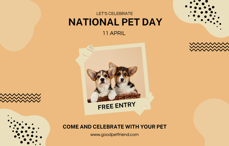 Plantilla de diseño de Emocionante celebración del Día Nacional de las Mascotas con entrada gratuita Invitation 4.6x7.2in Horizontal 
