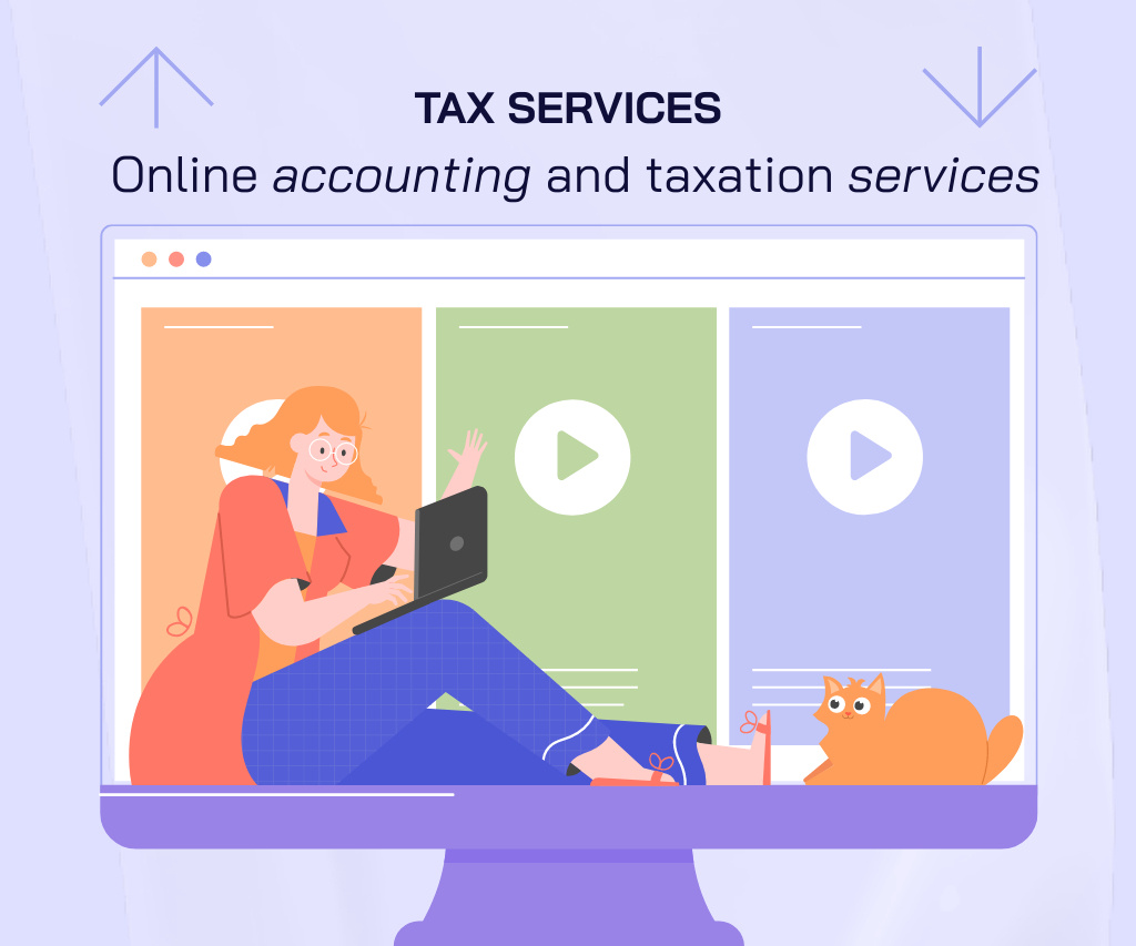 Plantilla de diseño de Online Accounting and Taxation Services Large Rectangle 
