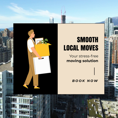 Safe Moving Service Offer With Loader In City Animated Post Design Template