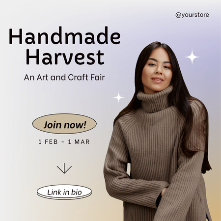 Handicraft Fair Announcement with Beautiful Young Woman Instagram Modelo de Design