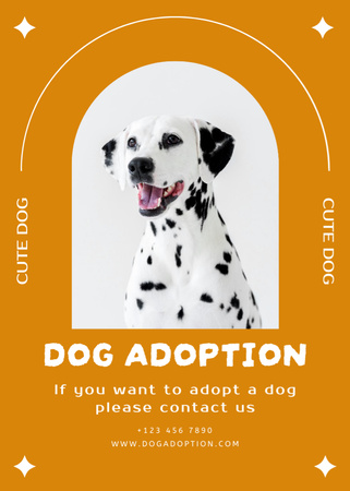 Dog Adoption Ad with Cute Dalmatian Flayer Modelo de Design
