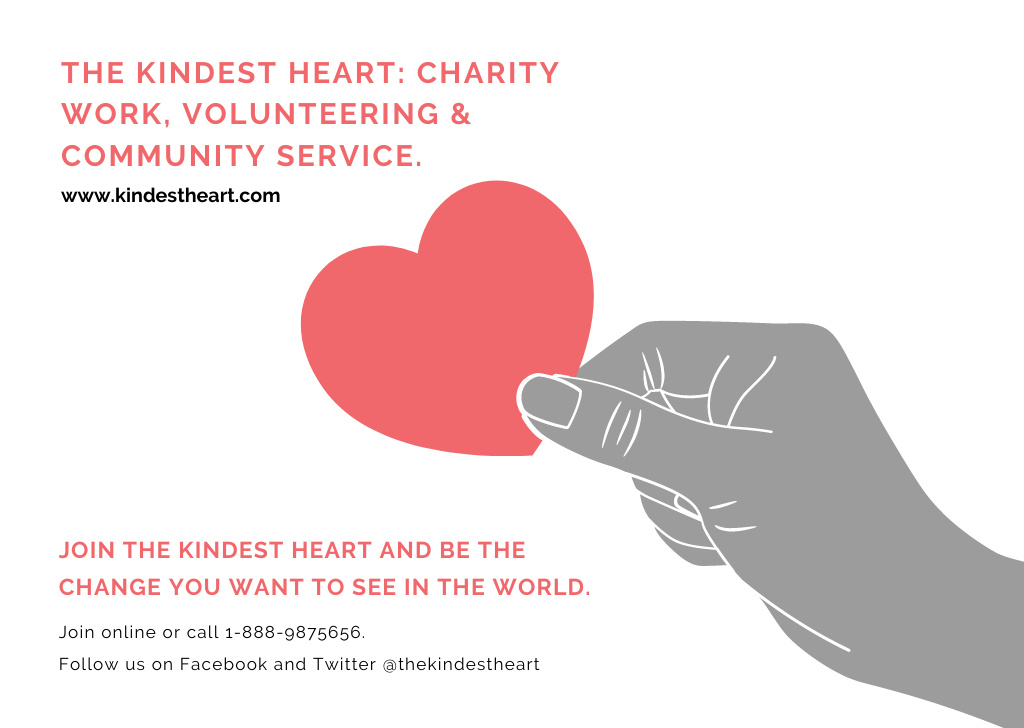 Ontwerpsjabloon van Postcard van Charity event Hand holding Heart in Red