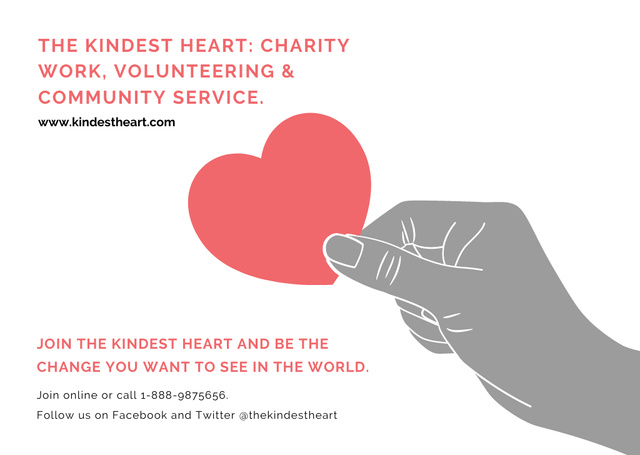 Charity event Hand holding Heart in Red Postcard – шаблон для дизайна