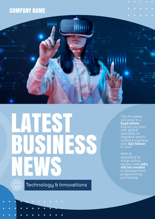 Ontwerpsjabloon van Newsletter van News of Technologies for Business Blue