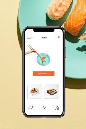 Yummy Sushi on Plate Pinterest Design Template