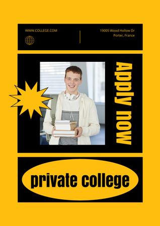 Designvorlage Private College-Bewerbungsankündigung in Gelb für Poster