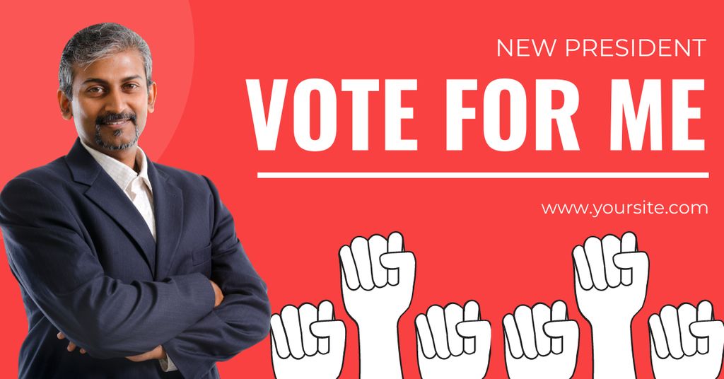 Male Candidate in Elections on Red Facebook AD Design Template