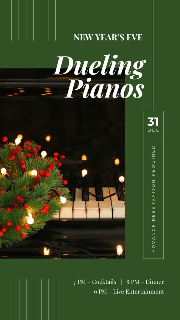 Christmas wreath on piano Instagram Story Design Template