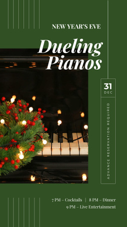 Ontwerpsjabloon van Instagram Story van De kroon van Kerstmis op piano