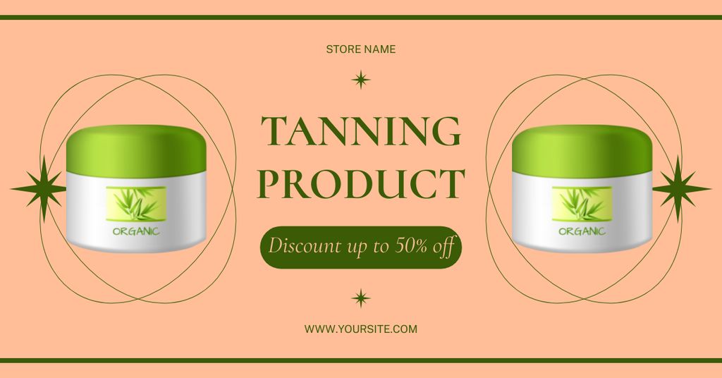 Designvorlage Discount on Tanning Products with Jars of Cream für Facebook AD