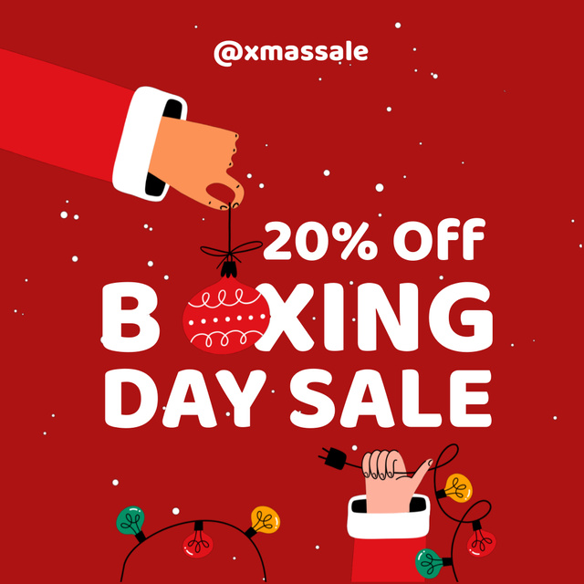 Boxing Day Sale Offer With Blinking Garland Animated Post Modelo de Design