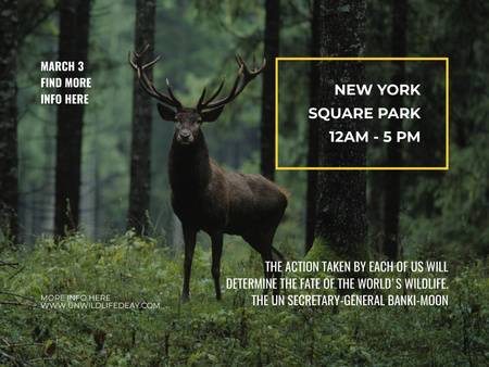 Tapahtuma puistomainoksessa peuran kanssa luonnonympäristössä Poster 18x24in Horizontal Design Template