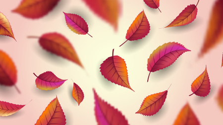 Plantilla de diseño de hojas de otoño rojo brillante Zoom Background 