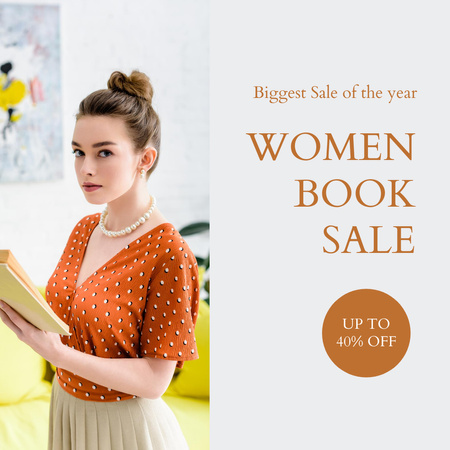 Women Books Sale Announcement Instagram Design Template