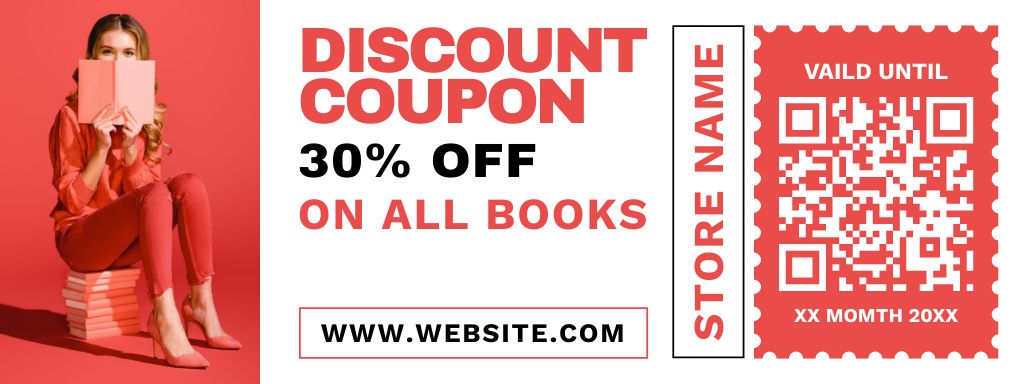 Designvorlage Discount on All Books in Bookstore für Coupon