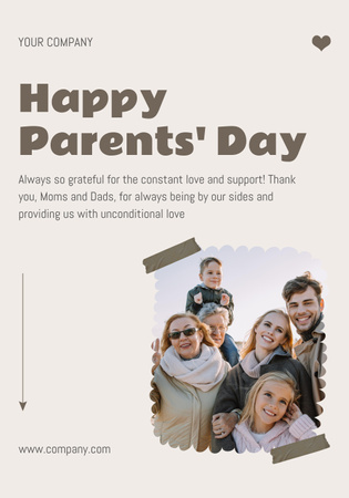 Big Happy Family celebrating Parents' Day Poster 28x40in Design Template