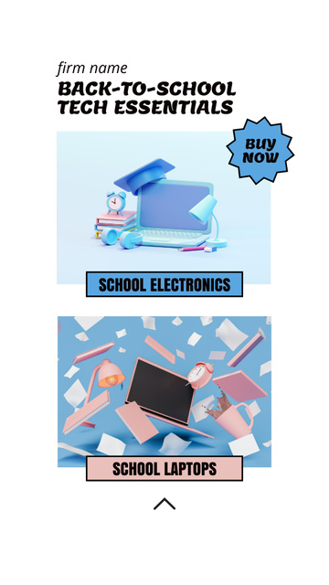 Back to School Special Offer with Stationery and Laptop Instagram Video Story Design Template
