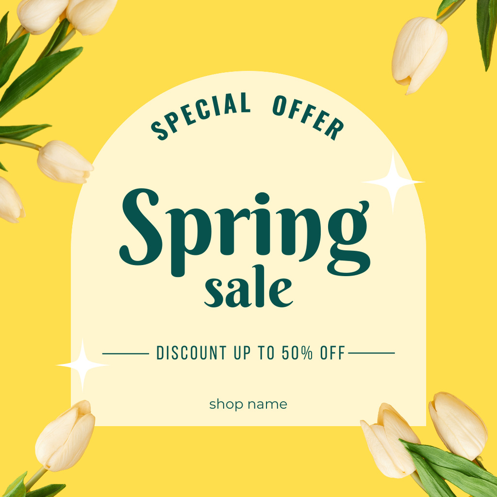 Spring Sale Announcement with Tulips Instagram Design Template