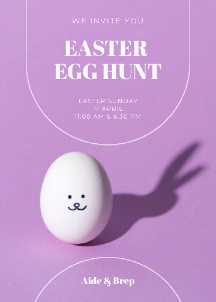Easter Egg Hunt Announcement On Lilac Invitation Modelo de Design