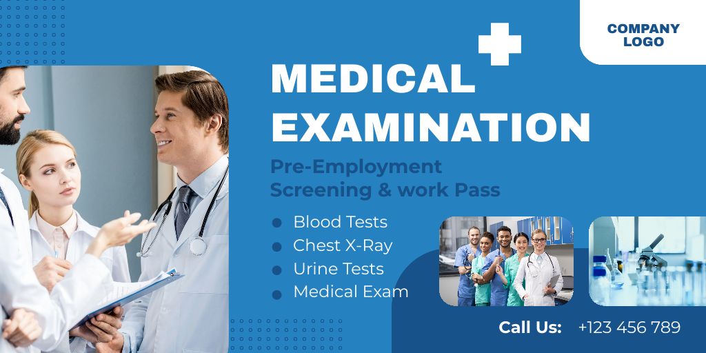Medical Examination Services with Team of Doctors Twitter Design Template