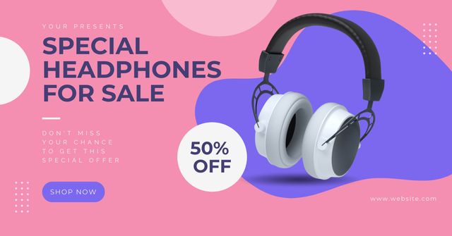 Plantilla de diseño de Headphone Special Sale Announcement Facebook AD 