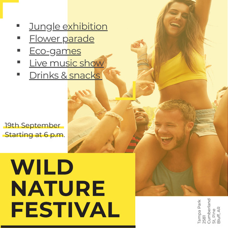 Wild nature festival with Happy Crowd Instagram Design Template