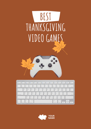 Designvorlage Anzeige für Thanksgiving-Videospiele für Flyer A4
