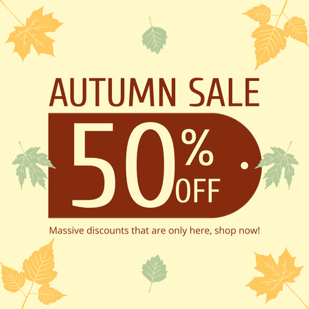 Autumn Sale Offer With Colorful Leaves Pattern Instagram Design Template